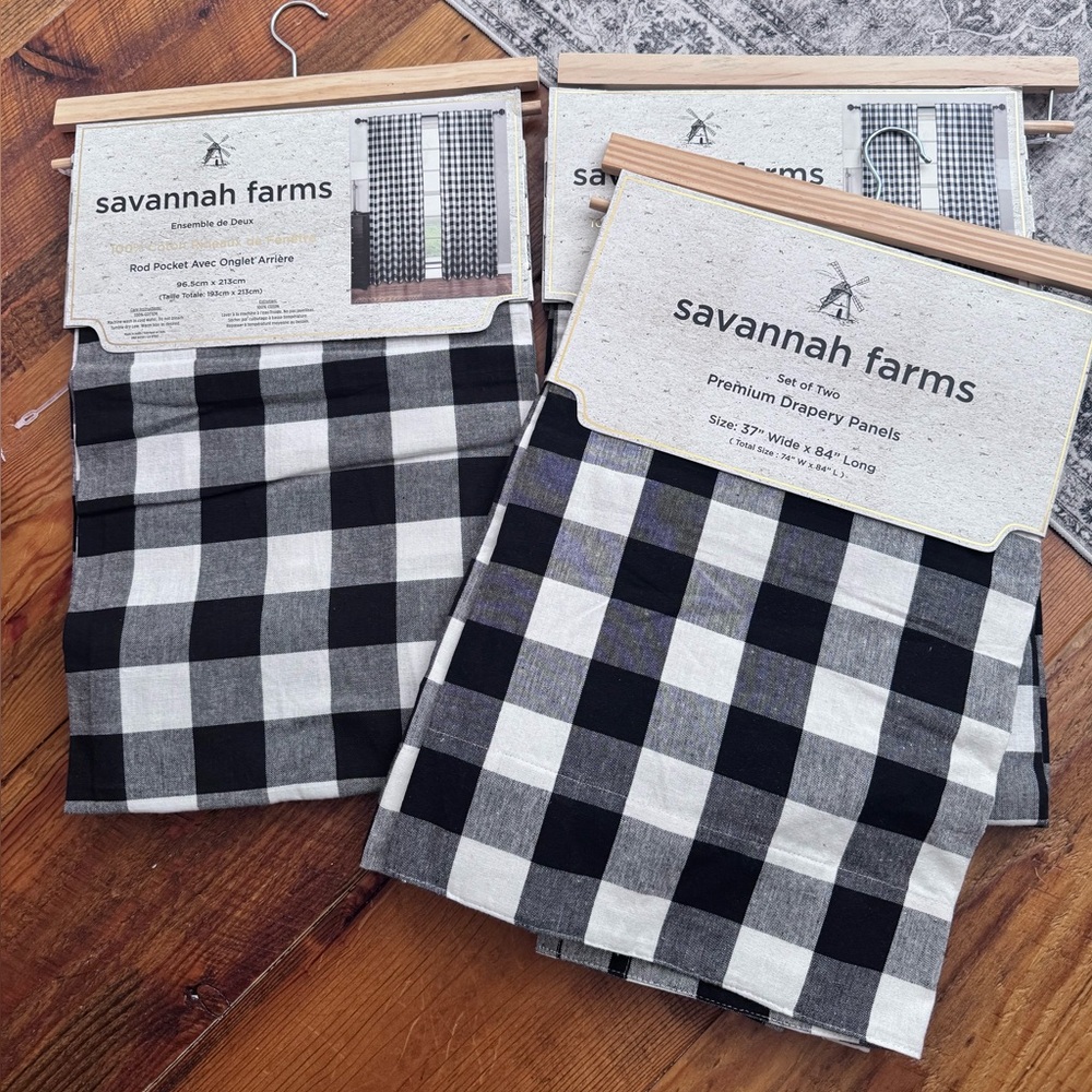 Buffalo Plaid Savannah Black and White Curtains 84” 2 sets left